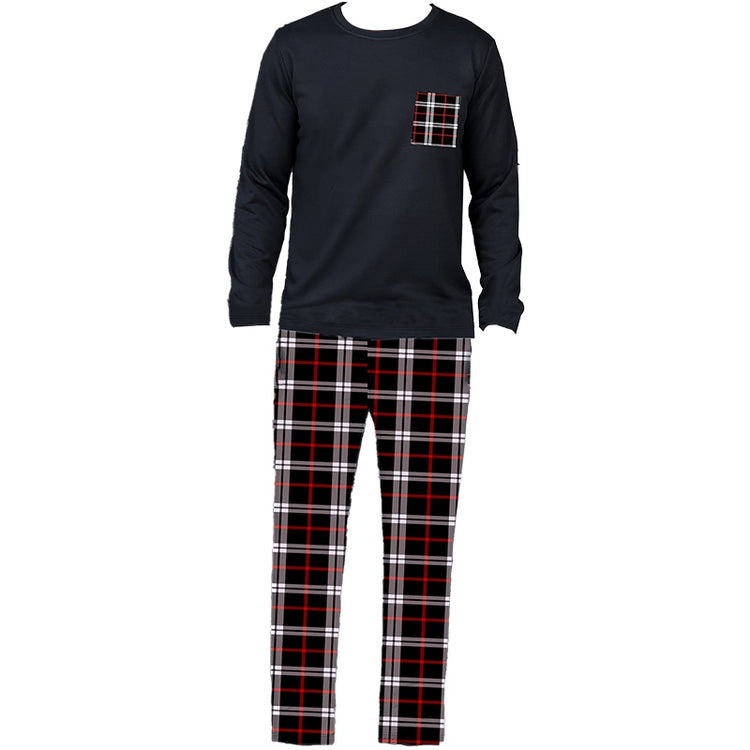 Ice Silk Long Sleeve Long Pants Men's Pajama Set