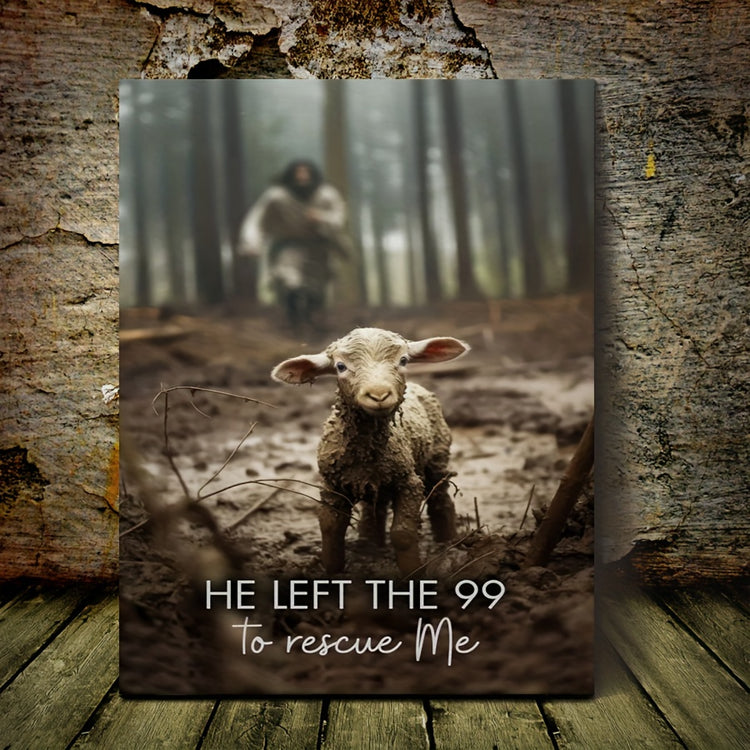 1 Piece Canvas Painting With Wood Frame, Ready To Hang, He Left 99 Sheep To Save Me, Man And Lost Sheep, Christian Wall Art, Framed Mural Print, Suitable For Living Room And Bedroom, Home Decor