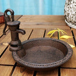 1pcs Rustic Style Cast Iron Vintage Water Pump Round Bird Feeder Outdoor Garden Balcony Decorative Water Feeder And Family Table Storage Tray Valentine's Day Easter Birthday Gift For Bird Lovers