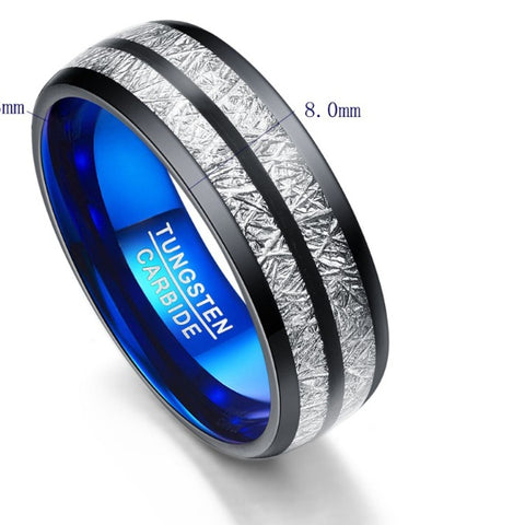 Wedding Band 8mm Width Men Women Rings Accessories Black Blue Tungsten Carbide Rings Couple Anillos Fashion Jewelry