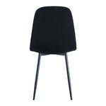 Luxury Simple Chair - Set Of 4 BLACK Linen-Cotton Material High Resilience Dining Chair With Metal Black Leg.Integral Metal Leg Architecture,Suitable For Various Interior Decoration Styles.