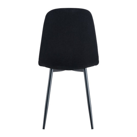 Luxury Simple Chair - Set Of 4 BLACK Linen-Cotton Material High Resilience Dining Chair With Metal Black Leg.Integral Metal Leg Architecture,Suitable For Various Interior Decoration Styles.