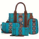 4Pcs Women's Purse Tote, Retro Work Satchel Lightweight, Boho Chic Tote Everyday Green
