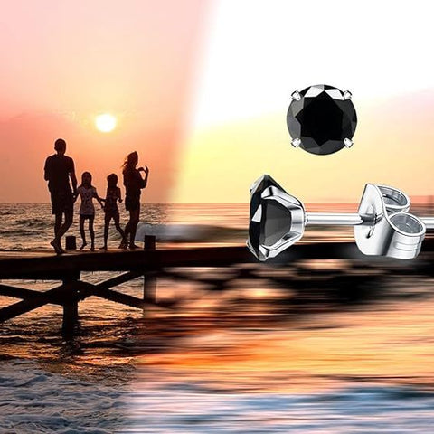 Pendientes De Diamantes Negros En Oro Blanco De 14 Quilates .30 CTW, Oro Blanco Diamante, Diamante Negro