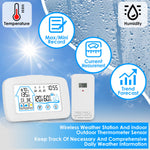 1Pc Wireless Weather Station With Clock 196FT Range Indoor Outdoor Thermometer Sensor Temperature And Humidity Monitor Humidity Forecast Battery Powered Backlight Display