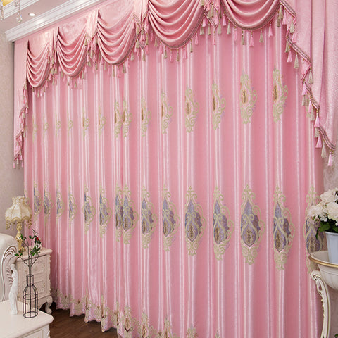 2 Panels European Style High-end Luxury Embroidered Curtains For Modern Bedroom, Without Valance