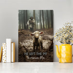 1 Piece Canvas Painting With Wood Frame, Ready To Hang, He Left 99 Sheep To Save Me, Man And Lost Sheep, Christian Wall Art, Framed Mural Print, Suitable For Living Room And Bedroom, Home Decor