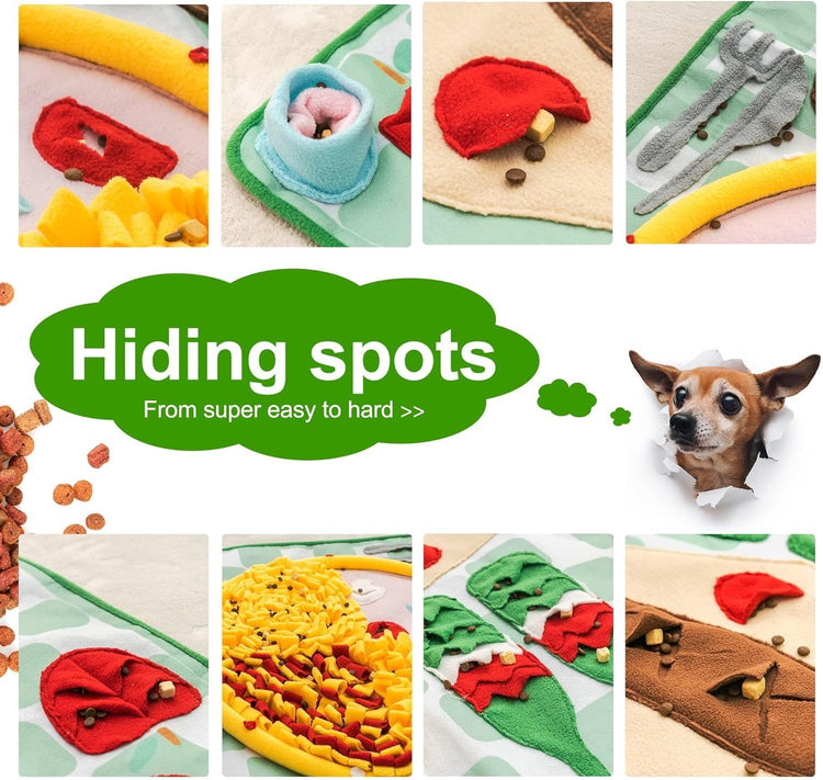 MEWOOFUN Washable Snuffle Mat For Dogs - Slow Feeder Puzzle Mat For Large & Small Dogs, Mental Stimulation Toy For Boredom Relief & Scent Training 16'' Round, Blue