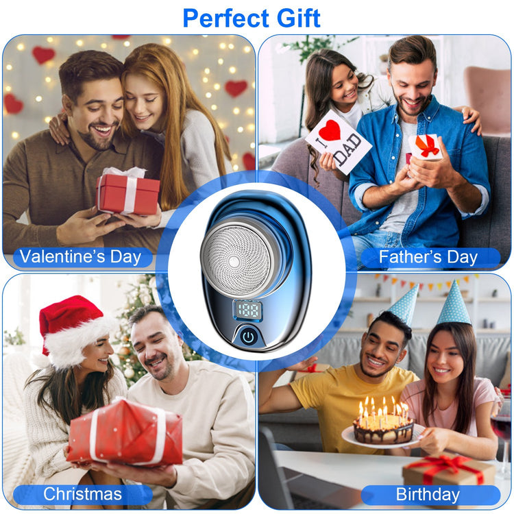 Gold-Blue-Black Color Options 1Pc Portable Electric Shaver With LED Digital Display Type-C Rechargeable Electric Razor For Men Electric Beard Trimmer For Home Office Travel Car