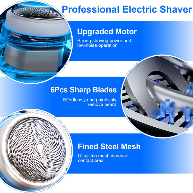 Gold-Blue-Black Color Options 1Pc Portable Electric Shaver With LED Digital Display Type-C Rechargeable Electric Razor For Men Electric Beard Trimmer For Home Office Travel Car