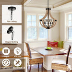 Solid Wood Modern Chandelier For Dining Room, Living Room, Kitchen, Island, Bedroom, Foyer, Height Adjustable, Brown Unavailable Platforms- Welfel