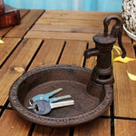 1pcs Rustic Style Cast Iron Vintage Water Pump Round Bird Feeder Outdoor Garden Balcony Decorative Water Feeder And Family Table Storage Tray Valentine's Day Easter Birthday Gift For Bird Lovers