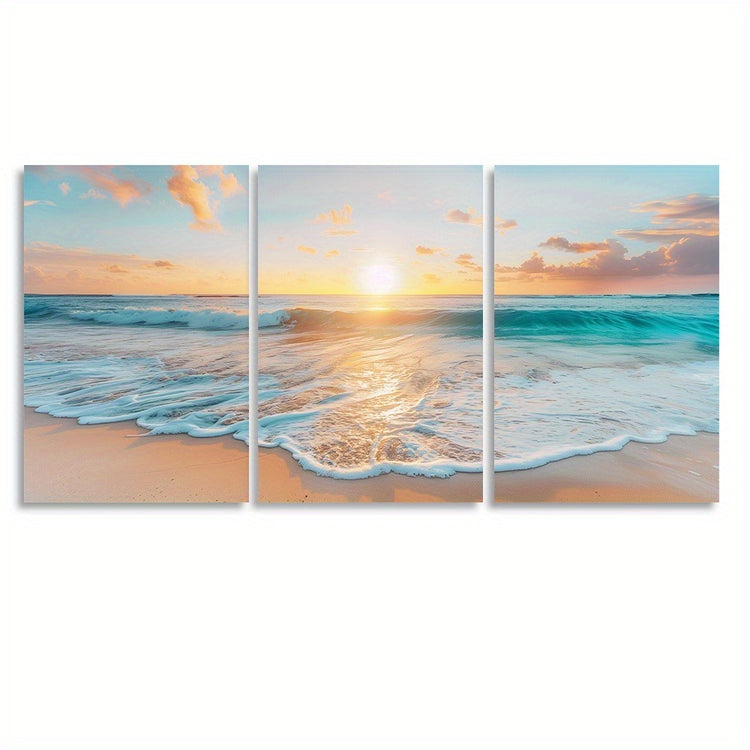 3pcs Wood Frame Canvas Print Decorative Painting, Sea Life Octopus Turtle Seahorse Watercolor Art Painting--Selling On Temu Is Prohibited