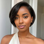 Front Transparent Lace, Styling Hair Scissors, Female Short Straight Hair Non-toxic Wig Human Hair, Wavy Wig Human Hair, No Glue.