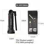Rechargeable LED Work Light - 360 Degree Rotating Magnetic Base, Handheld Portable Light For Car Maintenance, Mechanical Work, Camping, Emergency - 5 Light Modes