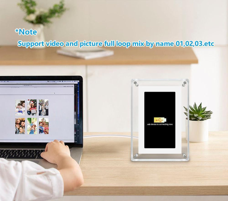 7-inch Acrylic Auto-rotating Digital Photo Frame, Built-in Memory And Battery, High Resolution, Suitable For Desktop Decoration