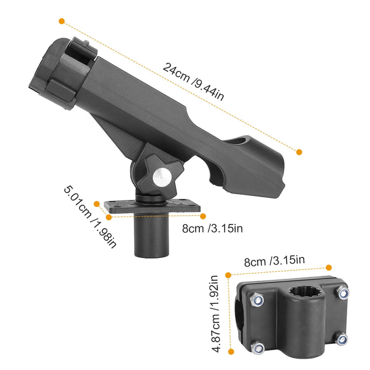 1Pc Boat Fishing Pole Rod Holder 360Degree Rotatable Kayak Side Rail Mount Adjustable Folding Rod Holder With Large Clamp Rod Not Included