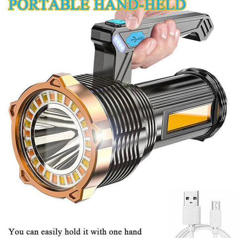 Rechargeable LED Flashlight 8-Modes Searchlight Spotlight Portable Super Bright