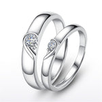 Silver heart diamond ring couple love wedding ring engagement diamond ring men and women marriage wedding heart