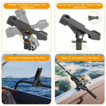 1Pc Boat Fishing Pole Rod Holder 360Degree Rotatable Kayak Side Rail Mount Adjustable Folding Rod Holder With Large Clamp Rod Not Included