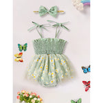 Newborn Infant Baby Girl Summer Outfits Romper Dress Floral Jumpsuit With Bow Headband Set