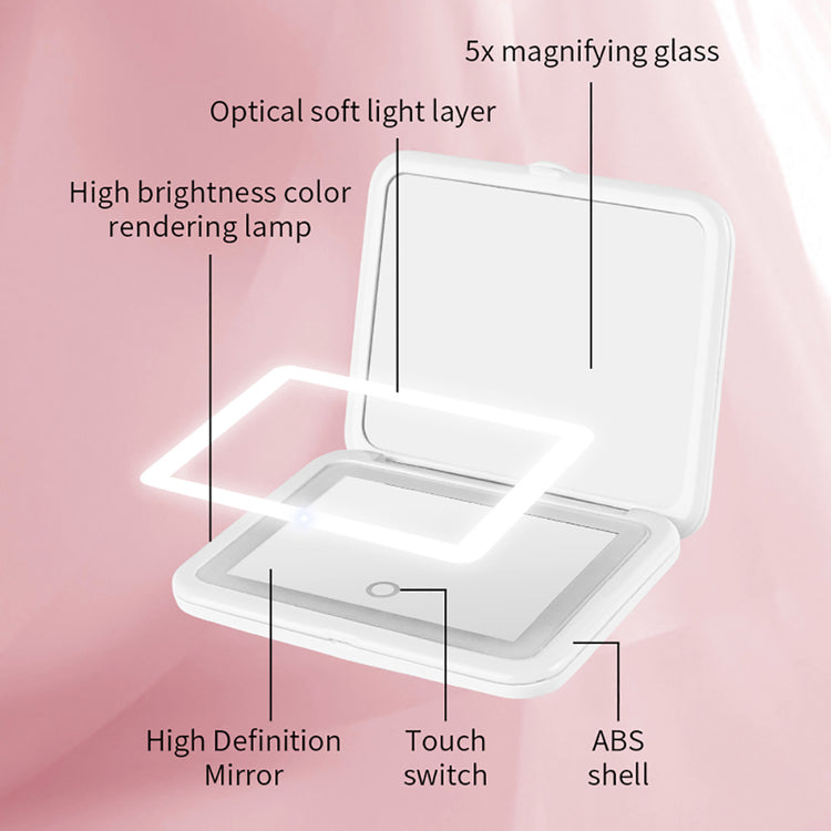 Portable Square Diamond Grid White Makeup Mirror