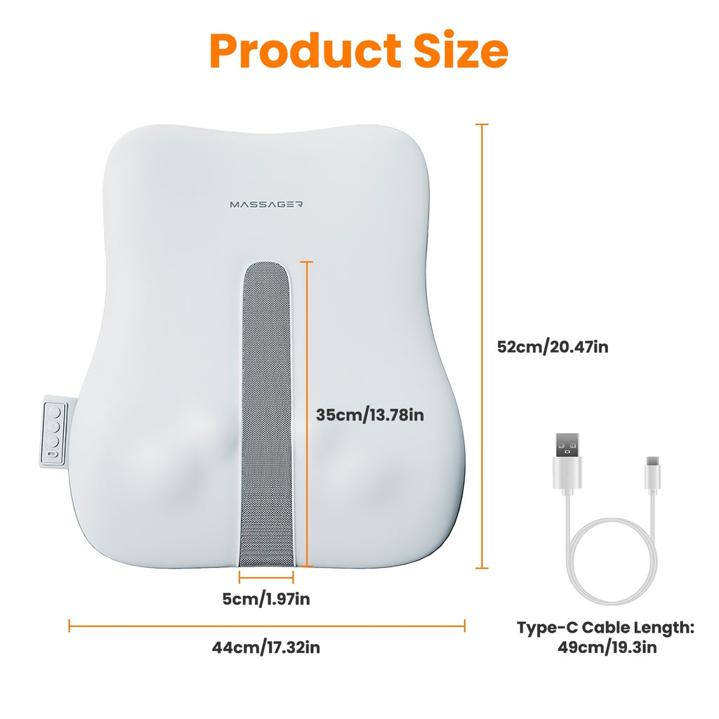 1 Set  Shiatsu Back Massager 3D Deep Tissue Kneading Massage Pillow Cordless USB Rechargeable With 3 Massaging Modes 2 Heating Levels 10Mins Auto-Off For Back Shoulder Waist Lumbar No Chair