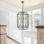 8 Lights Black & Gold Lantern Tiered Chandelier, Industrial Farmhouse Chandelier - No Bulbs Unavailable Platform- Temu