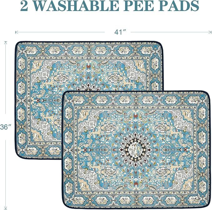 Qeils Washable Pee Pads For Dogs, 2 Pack Reusable Puppy Pads Super Absorbent Leakproof Dog Training Pads, Non-Slip Potty Pads For Floor, Crate, Couch, Whelping Pads Litter Mat Puppy Supplies