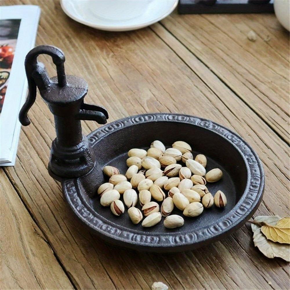 1pcs Rustic Style Cast Iron Vintage Water Pump Round Bird Feeder Outdoor Garden Balcony Decorative Water Feeder And Family Table Storage Tray Valentine's Day Easter Birthday Gift For Bird Lovers