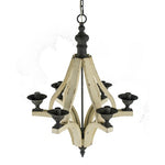 6 - Light Wood Chandelier With Adjustable Chain For Kitchen, Dining Hall Entrance, Bulb Not Included