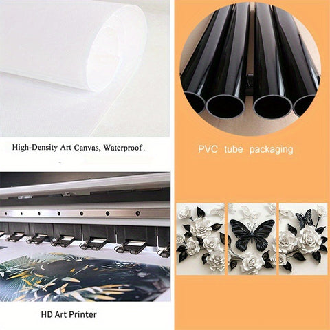 3 Pieces Set Of Framed Wall Art Canvas Prints Featuring A Black Butterfly And White Roses - Perfect For Home, Office, Living Room, Or Bedroom--Selling On Temu Is Prohibited