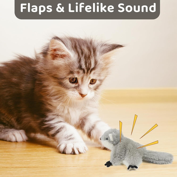 PROKEl Pet Toys, Cat Catnip Toys FlappingSquirrel, Rechargeable Touch Activated KittenToys, Lifelike Interactive Cats Toy Indoor, CatKicker Plush Toys For All Breeds Universalinteractive Toy Cat Toys