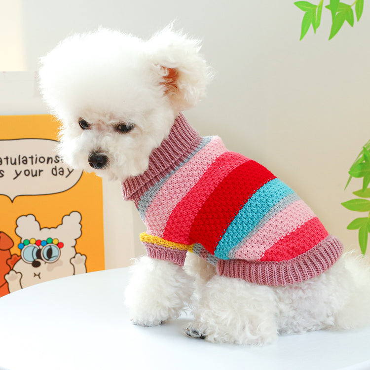 Pet Ring Comfortable Color Stripes Colorful Sweater