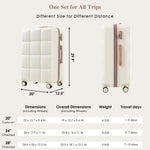 4-piece Suitcase Set With USB Port, Expandable ABS Durable Suitcase With Travel Bag, Cup Holder, With Spinner Wheels, Beige