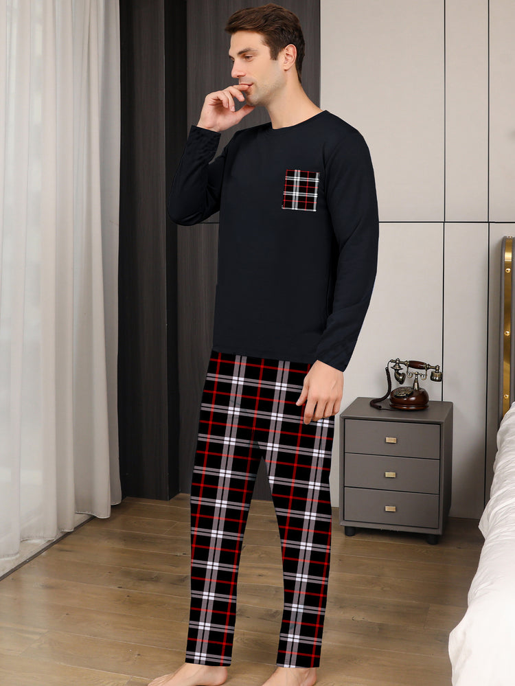 Ice Silk Long Sleeve Long Pants Men's Pajama Set