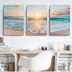 3pcs Wood Frame Canvas Print Decorative Painting, Sea Life Octopus Turtle Seahorse Watercolor Art Painting--Selling On Temu Is Prohibited