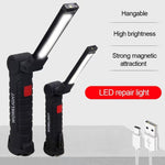Rechargeable LED Work Light - 360 Degree Rotating Magnetic Base, Handheld Portable Light For Car Maintenance, Mechanical Work, Camping, Emergency - 5 Light Modes