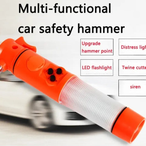Red&Yellow Multi-functional Car Safety Hammer With Flashlight