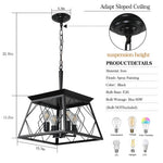 4 Lights Farmhouse Chandelier For Dining Room Black - No Bulbs Unavailable Platform- Temu
