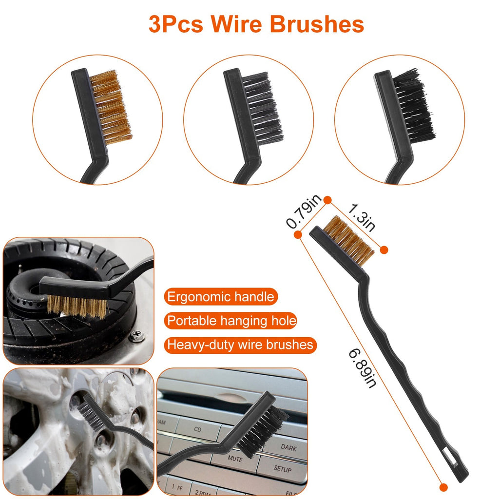 26Pcs Car Detailing Brush Kit Exterior Interior Car Cleaning Set Drill Brush Set Car Buffing Sponge Pads Kit For Cleaning Automobile Interior Exterior Wheels Dashboard