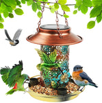 Solar Bird Feeder For Outdoors Hanging, Metal Wild Bird Feeder For Cardinals Solar Garden Lantern With S Hook As Gift For Bird Lovers