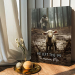 1 Piece Canvas Painting With Wood Frame, Ready To Hang, He Left 99 Sheep To Save Me, Man And Lost Sheep, Christian Wall Art, Framed Mural Print, Suitable For Living Room And Bedroom, Home Decor