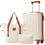 Hardshell Luggage Sets 3 Piece Carry-on Suitcases With Wheels, TSA Lock For Men Women-White