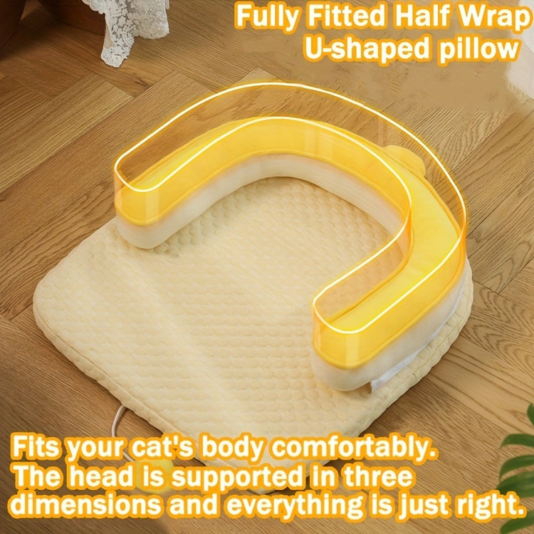 U-Shaped Cooling Pad For Cats And Dogs - Cat And Dog Neck Sleeping Pad, Summer Ice Feeling U-Shaped Headrest With Non-Slip Base, Washable Scratch-Resistant Polyester Cooling Pad