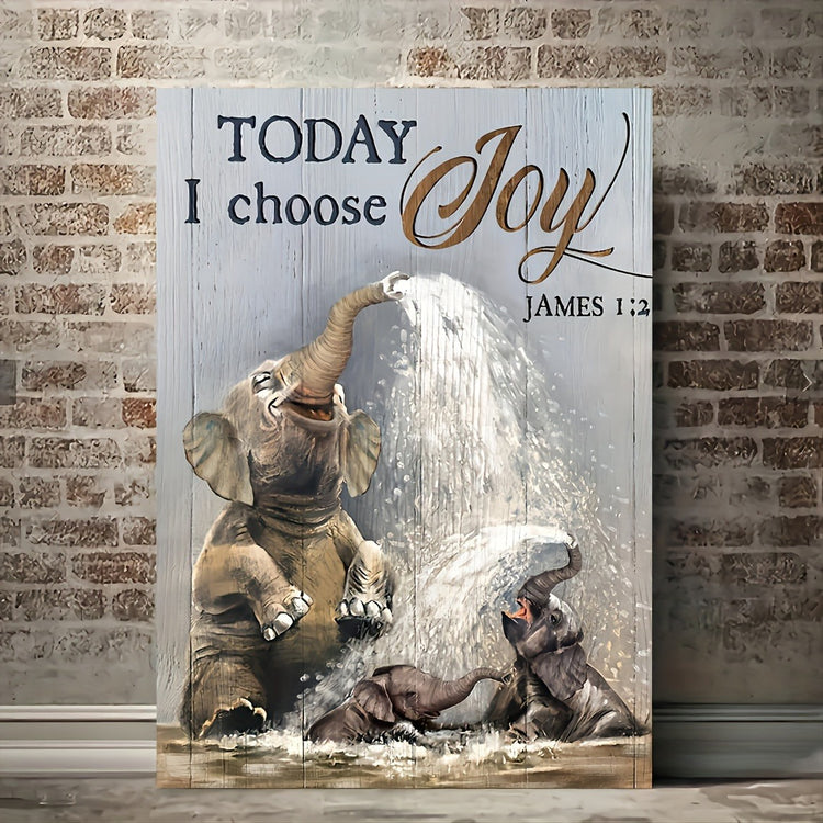 1pcs Canvas Painting With Wood Frame, Ready To Hang, Funny Elephant Bathroom Cute Elephant Wild Animal Wall Art Print For Home Decoration, Living Room And Bedroom, Holiday Gift For Her Or Him