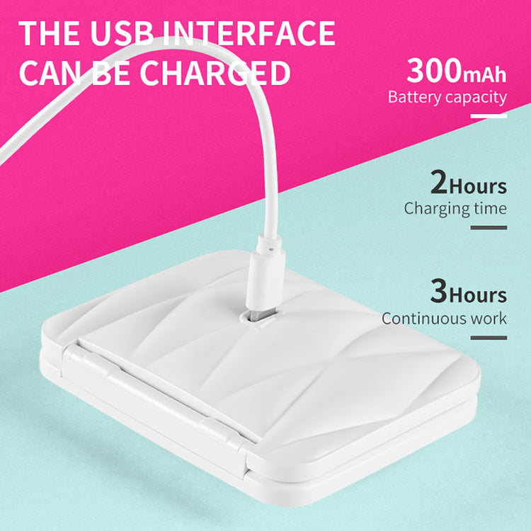 Portable Square Diamond Grid White Makeup Mirror