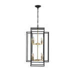 8 Lights Black & Gold Lantern Tiered Chandelier, Industrial Farmhouse Chandelier - No Bulbs Unavailable Platform- Temu