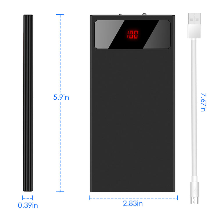 1Pc 20000mAh Power Bank Ultra-thin Phone Charger Dual USB Port Flashlight Battery Remain Display