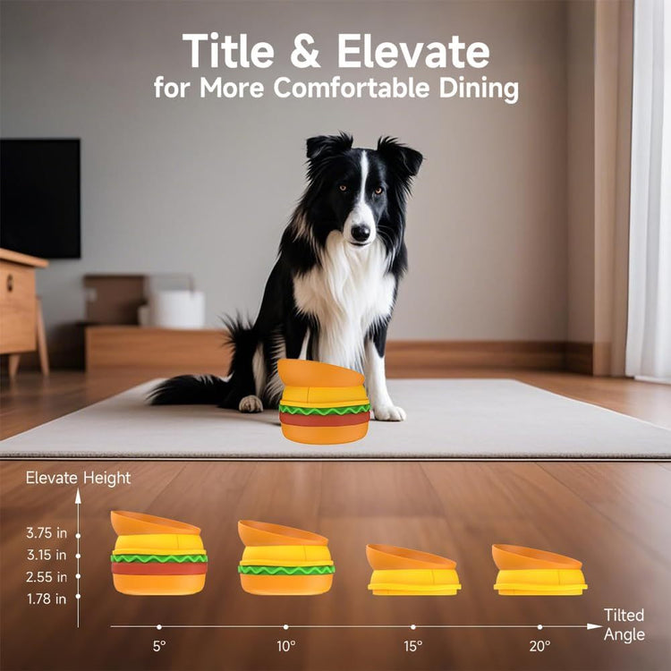 Hamburger Appearance Pet Cat And Dog Bowl Combination Multi-layer Five-in-one